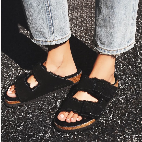 BIRKENSTOCK Arizona shearling fur black EU 38 US 7 - 7.5 Women - Picture 2 of 16